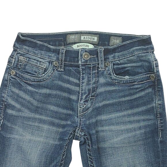 BKE Jeans Mens 26R Blue Aiden Bootleg Whisker Medium Wash Stretch Denim - Picture 5 of 16